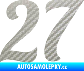 Samolepka Startovní číslo 27 typ 3 3D karbon stříbrný