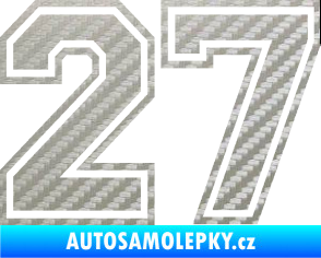 Samolepka Startovní číslo 27 typ 4 3D karbon stříbrný
