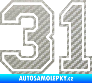 Samolepka Startovní číslo 31 typ 4 3D karbon stříbrný
