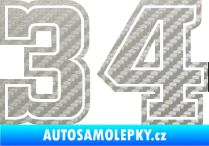 Samolepka Startovní číslo 34 typ 5 3D karbon stříbrný