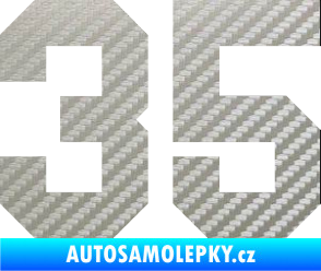 Samolepka Startovní číslo 35 3D karbon stříbrný