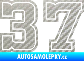Samolepka Startovní číslo 37 typ 5 3D karbon stříbrný