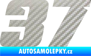 Samolepka Startovní číslo 37 typ 6 3D karbon stříbrný