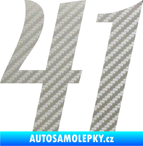 Samolepka Startovní číslo 41 typ 3 3D karbon stříbrný