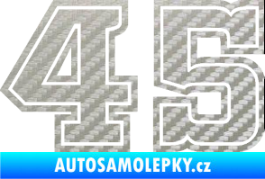 Samolepka Startovní číslo 45 typ 5 3D karbon stříbrný