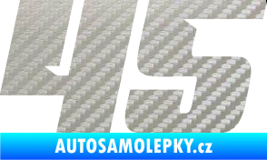 Samolepka Startovní číslo 45 typ 6 3D karbon stříbrný
