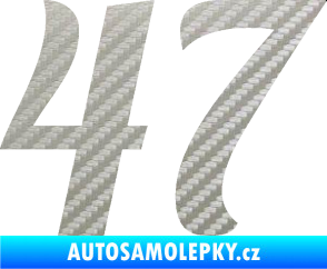 Samolepka Startovní číslo 47 typ 3 3D karbon stříbrný