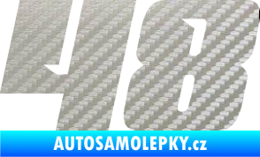 Samolepka Startovní číslo 48 typ 6 3D karbon stříbrný