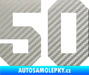 Samolepka Startovní číslo 50 3D karbon stříbrný