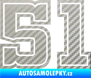Samolepka Startovní číslo 51 typ 5 3D karbon stříbrný