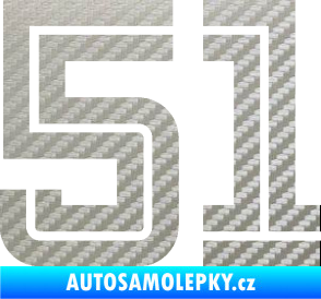 Samolepka Startovní číslo 51 typ 7 3D karbon stříbrný