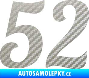 Samolepka Startovní číslo 52 typ 3 3D karbon stříbrný