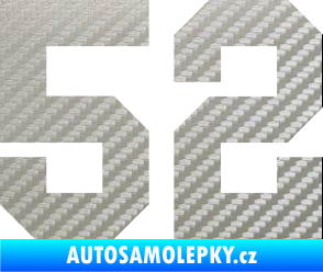 Samolepka Startovní číslo 52 3D karbon stříbrný