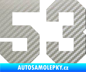 Samolepka Startovní číslo 53 3D karbon stříbrný