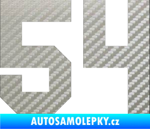Samolepka Startovní číslo 54 3D karbon stříbrný