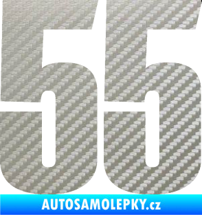 Samolepka Startovní číslo 55 typ 2   3D karbon stříbrný