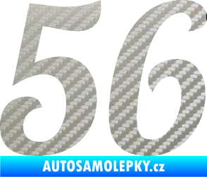Samolepka Startovní číslo 56 typ 3 3D karbon stříbrný