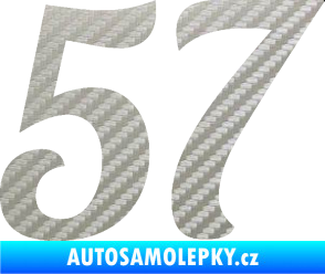 Samolepka Startovní číslo 57 typ 3 3D karbon stříbrný
