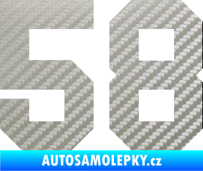 Samolepka Startovní číslo 58 3D karbon stříbrný