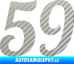 Samolepka Startovní číslo 59 typ 3 3D karbon stříbrný