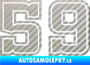 Samolepka Startovní číslo 59 typ 5 3D karbon stříbrný