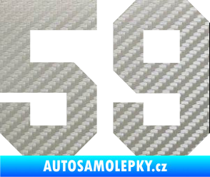 Samolepka Startovní číslo 59 3D karbon stříbrný