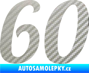 Samolepka Startovní číslo 60 typ 3 3D karbon stříbrný