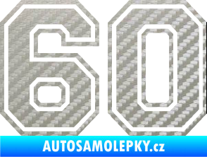 Samolepka Startovní číslo 60 typ 4 3D karbon stříbrný