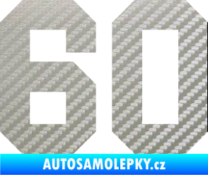 Samolepka Startovní číslo 60 3D karbon stříbrný