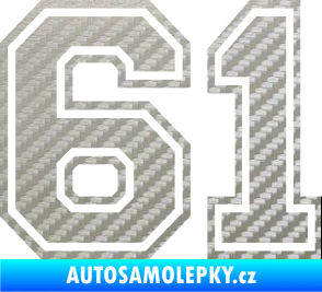 Samolepka Startovní číslo 61 typ 4 3D karbon stříbrný