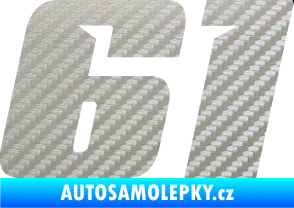 Samolepka Startovní číslo 61 typ 6 3D karbon stříbrný