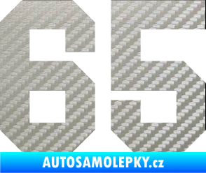 Samolepka Startovní číslo 65 3D karbon stříbrný