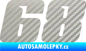 Samolepka Startovní číslo 68 typ 6 3D karbon stříbrný