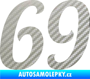 Samolepka Startovní číslo 69 typ 3 3D karbon stříbrný