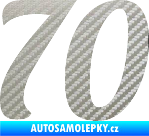 Samolepka Startovní číslo 70 typ 3  3D karbon stříbrný
