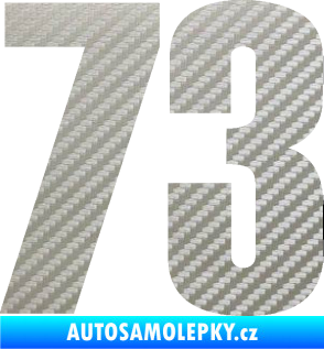 Samolepka Startovní číslo 73 typ 2    3D karbon stříbrný