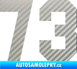 Samolepka Startovní číslo 73 3D karbon stříbrný