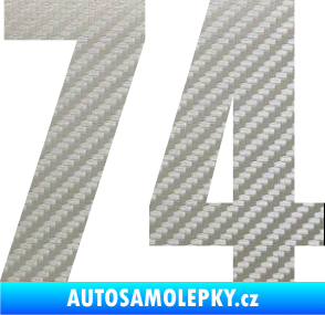 Samolepka Startovní číslo 74 typ 2     3D karbon stříbrný