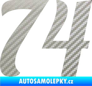 Samolepka Startovní číslo 74 typ 3   3D karbon stříbrný