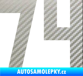 Samolepka Startovní číslo 74 3D karbon stříbrný