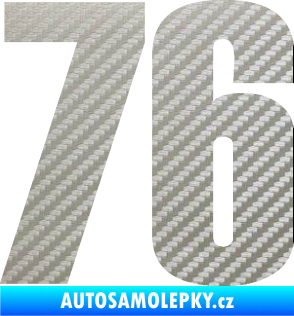 Samolepka Startovní číslo 76 typ 2       3D karbon stříbrný