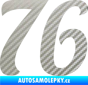 Samolepka Startovní číslo 76 typ 3   3D karbon stříbrný