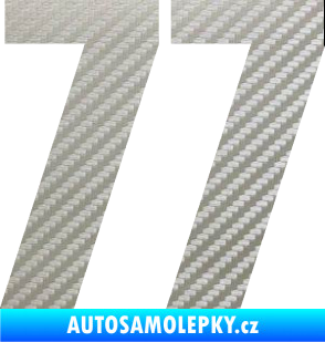 Samolepka Startovní číslo 77 typ 2        3D karbon stříbrný