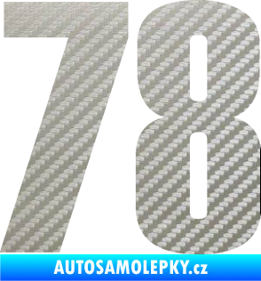 Samolepka Startovní číslo 78 typ 2         3D karbon stříbrný