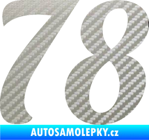 Samolepka Startovní číslo 78 typ 3   3D karbon stříbrný