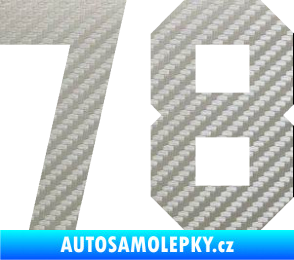 Samolepka Startovní číslo 78 3D karbon stříbrný