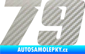 Samolepka Startovní číslo 79 typ 6 3D karbon stříbrný