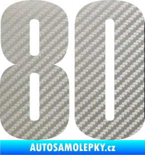 Samolepka Startovní číslo 80 typ 2           3D karbon stříbrný