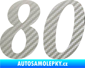 Samolepka Startovní číslo 80 typ 3   3D karbon stříbrný