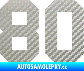 Samolepka Startovní číslo 80 3D karbon stříbrný